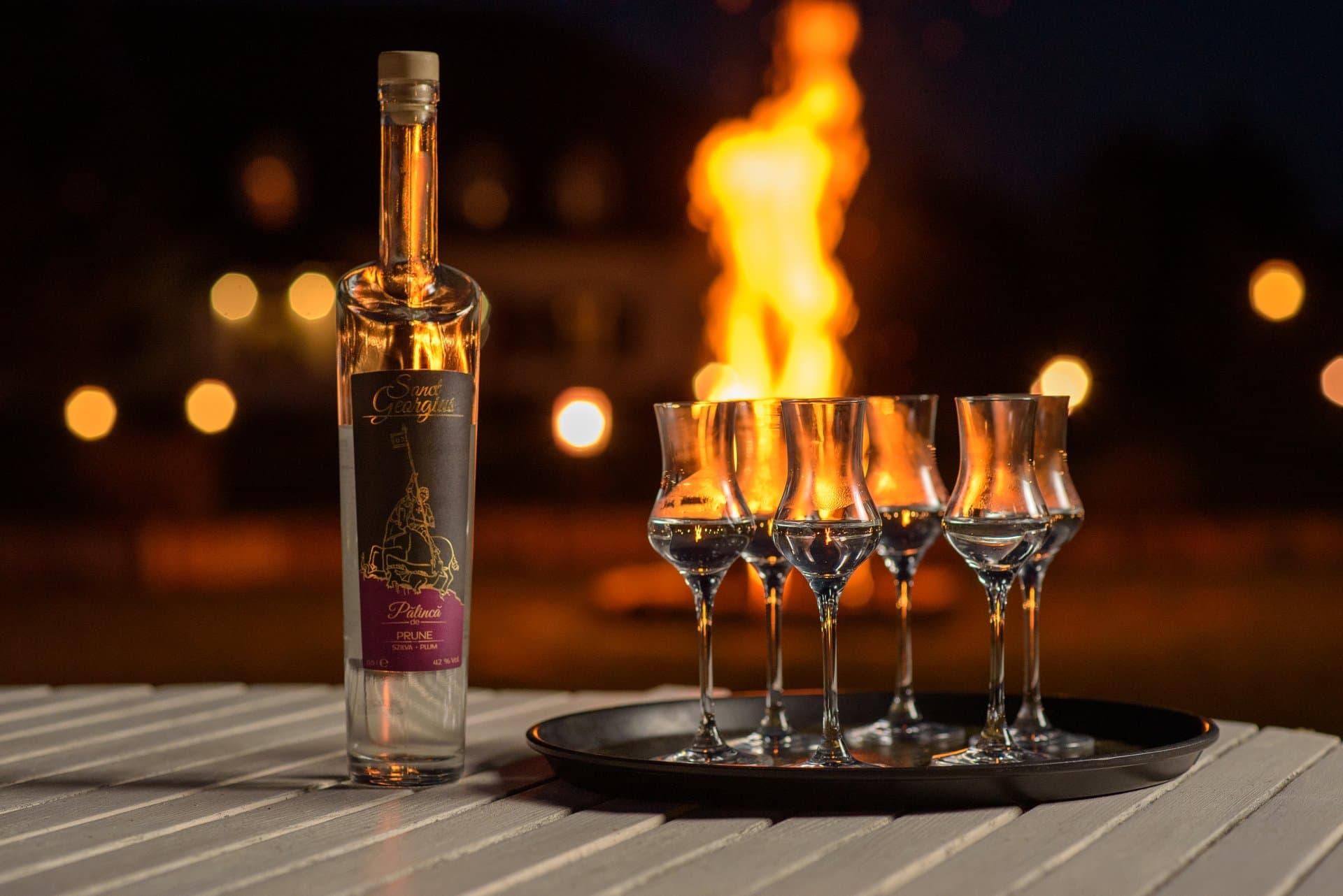 Palinka tasting by the fire pit